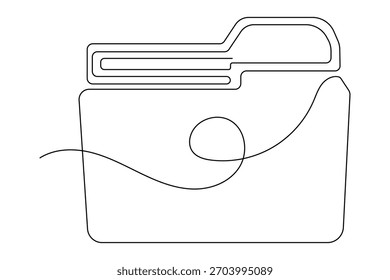Ilustración de contorno simple de dibujo continuo de una sola línea de archivo de papel