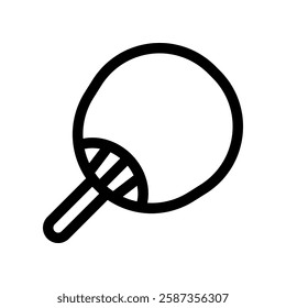 Simple Outline Illustration of a Ping Pong Racket in Black and White