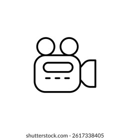 Simple outline illustration representing a film camera, broadcasting industry