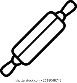 Una ilustración de contorno simple de un rodillo, utilizado para hornear y preparar pasteles, sobre un fondo blanco