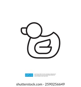 Simple Outline Illustration of a Rubber Duck in a Minimalist Style on a White Background