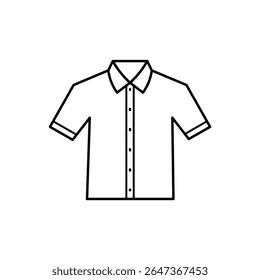 Simple outline illustration of a short-sleeved collared shirt, ideal for fashion, apparel, and casual wear themes.