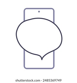 Simple outline illustration of a smartphone with a speech bubble