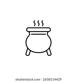 Simple Outline Illustration Of Steaming Cauldron On Transparent Layer