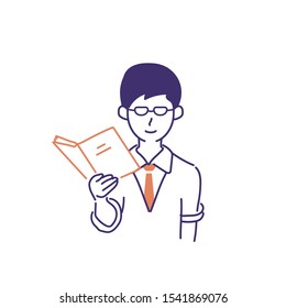 Simple Outline Illustration - Student Study
