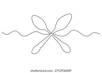 Ilustración de contorno simple de una cuchara de vajilla de una sola línea continua
