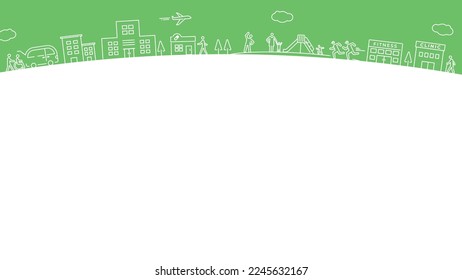 Simple outline illustration for a thumbnail of regional medical care, with a space for a title in the center, vector illustration