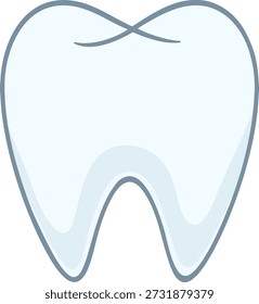 Ilustração de contorno simples de um dente com curvas suaves e linhas azuis claras