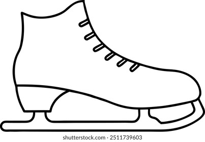 Simple Outline Illustration of a Traditional Ice Skate Shoe for Winter Sports Enthusiasts and Ice Skating Activities