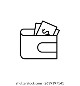 Simple Outline Illustration Of A Wallet Filled With Dollar Bills