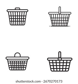 Simples, ilustrações de quatro cestas diferentes.