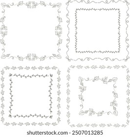 Simple outline ink sketched frames and borders