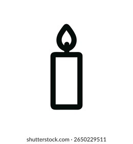 Contorno Simples Isolado Vela Chama Símbolo Luz Ícone Plano