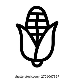 Esquema simple aislado de mazorca de maíz forma de dibujo Icono de agricultura alimentaria
