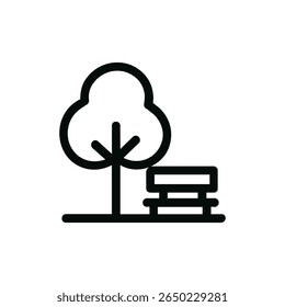 Simples Contorno Isolado Árvore e Banco Banco no Parque Ícone Paisagem