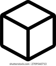 Icono de elemento geométrico de forma de cubo isométrico de contorno simple