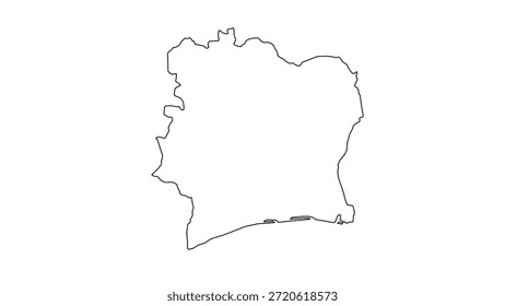Forma de mapa de Costa do Marfim com fundo branco claro