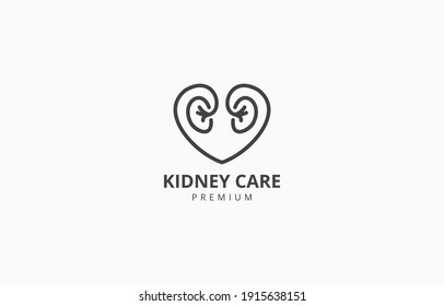 simple outline kidney care urology logo vector template suitable for organization, company, or community logo that concern on kidney care issue