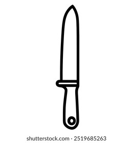 A simple outline of a kitchen knife, used for food preparation and cooking.