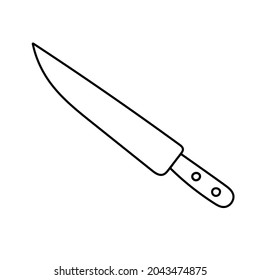 Simple outline knife vector illustration, utensil for cooking, kitchen accessory for food preparation