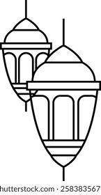 simple outline lantern icon illustration design with ramadan color theme