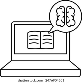 simple outline laptop and brain back to school icon
