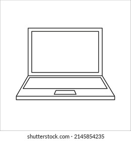 Simple contorno del vector de diseño de iconos de laptop. Plantilla de pantalla de visualización de tecnología.