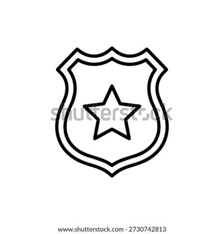 Simple Outline Law Enforcement Badge with Star Illustration Icon Design
