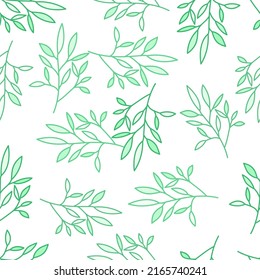 Simple outline leaves seamless pattern. Modern leaf wallpaper. Botanical floral background. Exotic plant backdrop. Design for fabric, textile, wrapping, cover. Vintage vector illustration