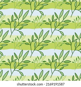 Simple outline leaves seamless pattern. Modern leaf wallpaper. Botanical floral background. Exotic plant backdrop. Design for fabric, textile, wrapping, cover. Vintage vector illustration