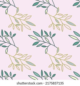Die einfache Umrisslinie lässt ein nahtloses Muster. Moderne Tapeten. Botanischer floraler Hintergrund. Exotische Pflanzenhintergründe. Design für Gewebe, Textilien, Umhüllung, Abdeckung. Vintage-Vektorgrafik