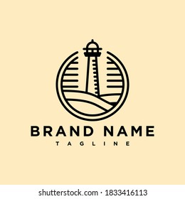 diseño del logotipo del faro de esquema simple