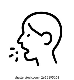 Simple Outline Line Drawing Head Coughing or Sneezing Illustration