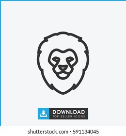 Simple outline lion vector icon. On white background.