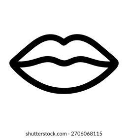 Simple Outline Lips Symbol Shape Icon, Minimalist Design Style Illustration
