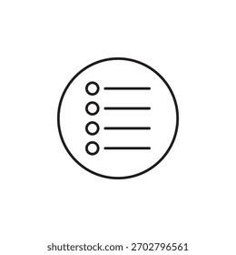 Lista simples de tópicos ou ícone de menu para opções e conteúdo organizado.