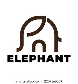 simple outline little elephant logo vector