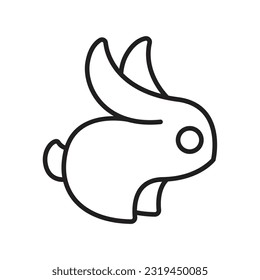 simple outline little rabbit logo vector