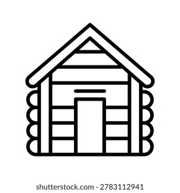 Simple outline log cabin vector icon for rustic dwellings and nature getaways with real estate dwelling illustration