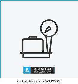 Simple outline lugagge weight vector icon. On white background.
