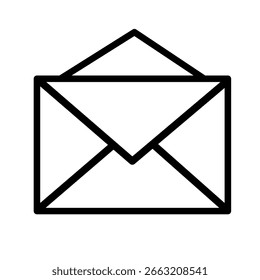 Elemento gráfico de icono de forma de símbolo de comunicación de sobre de correo de contorno simple