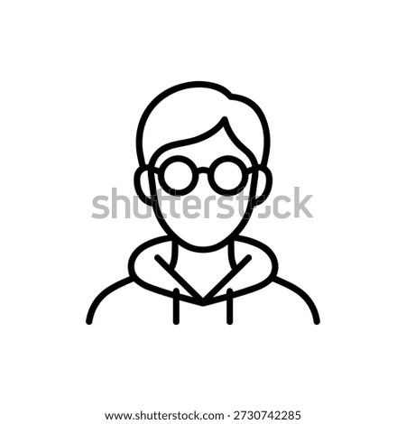 Simple Outline Man with Glasses Wearing a Hoodie Icon Design