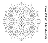 Simple Outline Mandala for Coloring Book Page. Easy Oriental  Mandala vector. Mandala Coloring book line art vector illustration. Vector abstract mandala pattern.