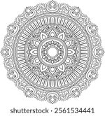 Simple Outline Mandala for Coloring Book Page. Easy Oriental Mandala vector. Mandala Coloring book line art vector illustration. Vector abstract mandala pattern.