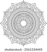 Simple Outline Mandala for Coloring Book Page. Easy Oriental Mandala vector. Mandala Coloring book line art vector illustration. Vector abstract mandala pattern.