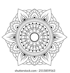 Simple Outline Mandala for Coloring Book Page. Easy Oriental  Mandala vector. Mandala Coloring book line art vector illustration. Vector abstract mandala pattern.