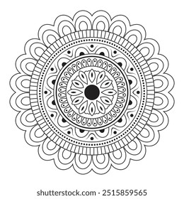 Simple Outline Mandala for Coloring Book Page. Easy Oriental  Mandala vector. Mandala Coloring book line art vector illustration. Vector abstract mandala pattern.