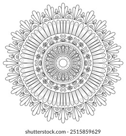 Simple Outline Mandala for Coloring Book Page. Easy Oriental  Mandala vector. Mandala Coloring book line art vector illustration. Vector abstract mandala pattern.