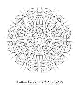 Einfache Umriss-Mandala für Malbuch-Seite. Einfache orientalische Mandala Vektor. Mandala Malbuch Linie Kunst Vektorgrafik. Vektorabstraktes Mandalamuster.