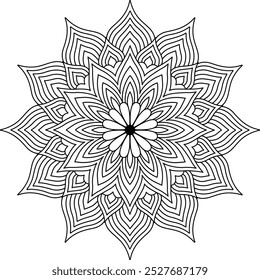 Simple Outline Mandala for Coloring Book Page. Oriental Mandala vector. Vector abstract mandala pattern. Mandala Coloring book line art vector illustration.